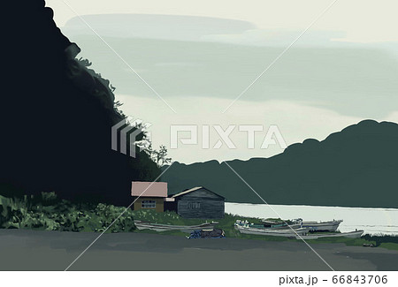 湖畔の家のイラスト素材 [66843706] - PIXTA