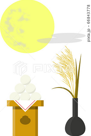 中秋の名月　お月見　お団子とススキ 66843778