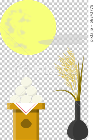 中秋の名月　お月見　お団子とススキ 66843778