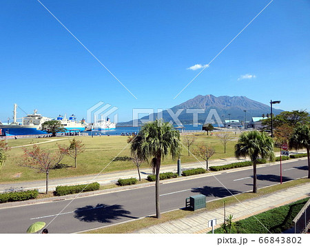 桜島が見える種子屋久航路フェリ-タ－ミナル付近 66843802