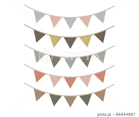 カラフルなフラグのラインセット 旗 線 三角旗のイラスト素材