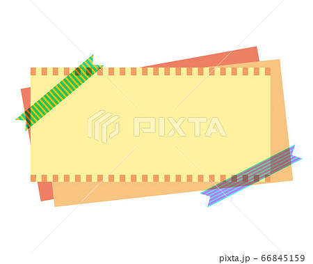 カラフルなマスキングテープを張ったメモ用紙のイラストのイラスト素材