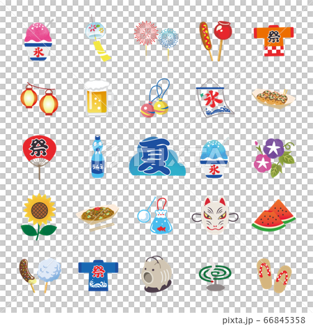 夏祭りのアイコンイラストセット 66845358