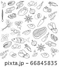 Hand draw background pattern of Asian food ingredient outline on white background. 66845835