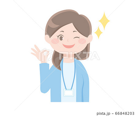オッケーとウインクをする女性のイラスト オッケーとウインクをする女性のイラスト 66848203