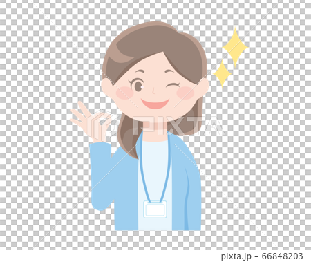 オッケーとウインクをする女性のイラスト オッケーとウインクをする女性のイラスト 66848203