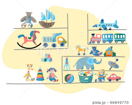 Stall or showcase shelves with toys for children 66849770