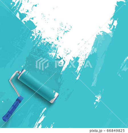 Painting the wall. Blue background with roller brush. Painting the wall. Blue background with roller brush. 66849825