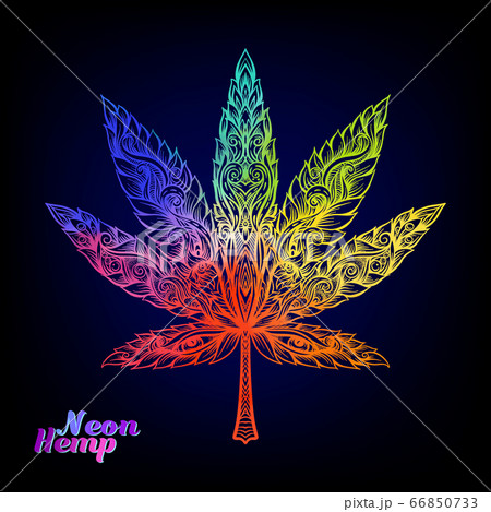 Cannabis Leaf Decorated With Original Modern のイラスト素材