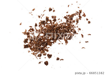 grated chocolate isolated on white background. Top view 66851382