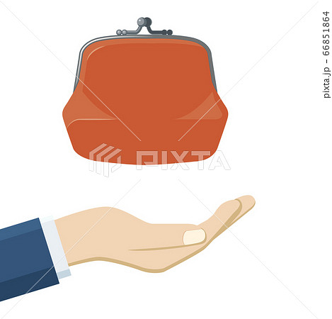 手のひら掌の上に浮かぶ財布のイラスト 投資資産運用金融のイメージイラストのイラスト素材