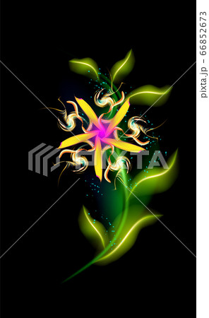 Colorful glowing yellow flower. Modern ornamental Colorful glowing yellow flower. Modern ornamental 66852673
