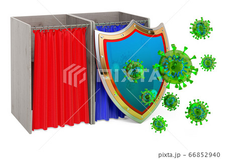 Polling booths with shield. Protect from virus 66852940