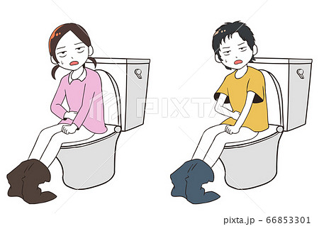 トイレでゲッソリする子供 トイレでゲッソリする子供 66853301