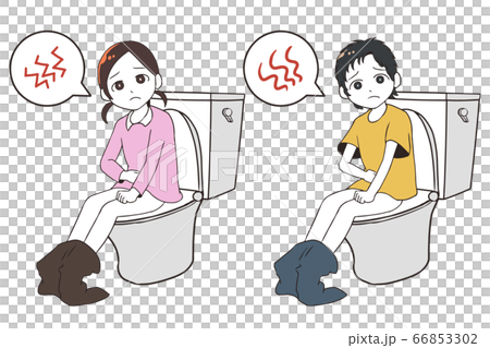 トイレですっきりしない子供(吹き出し付き) トイレですっきりしない子供(吹き出し付き) 66853302