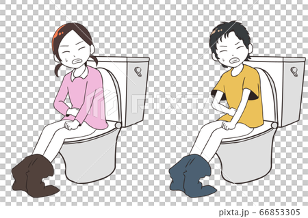 頑張ってトイレをする子供のイラスト素材