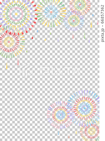 花火 水彩フレーム 縦型のイラスト素材