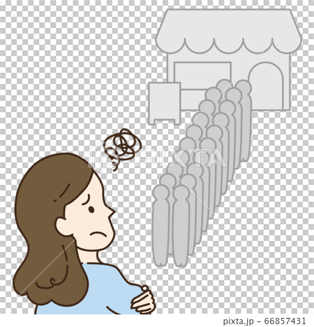 行列を嫌がる女性 行列を嫌がる女性 66857431