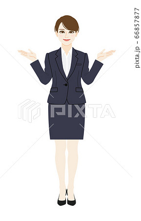 スーツを着た女性の全身イラストのイラスト素材