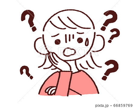 顔に手をおき困った顔をする若い女性 顔に手をおき困った顔をする若い女性 66859769