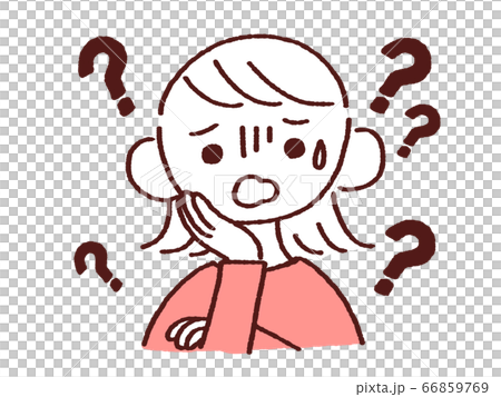顔に手をおき困った顔をする若い女性のイラスト素材