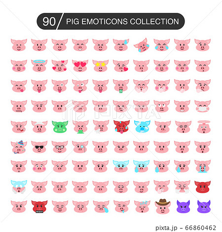 Pig emoticons collection. Flat design. Pig emoticons collection. Flat design. 66860462