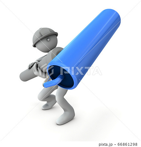 ペンキをぬる塗装工。3Dレンダリング。 66861298