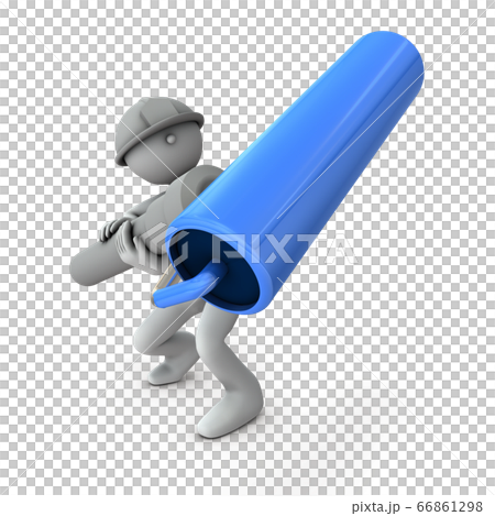 ペンキをぬる塗装工。3Dレンダリング。 66861298