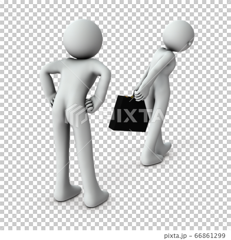 喧嘩別れの末に、退場するキャラクター。3Dレンダリング。 66861299