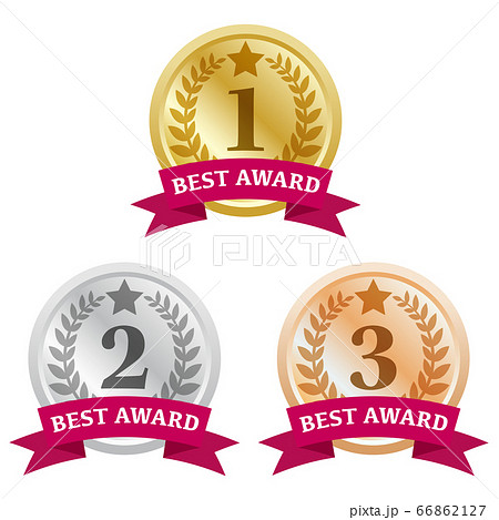 金 銀 銅のメダル ベスト3のイラスト素材