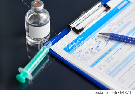medical report, pen, syringe and medicine medical report, pen, syringe and medicine 66864871