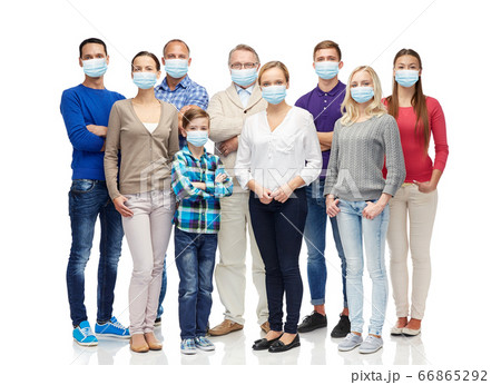 group of people of different age in medical masks 66865292