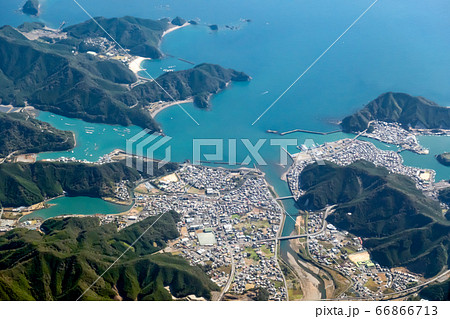 【空撮】三重県紀北町 紀伊長島 片上池 赤羽川 江の浦 66866713