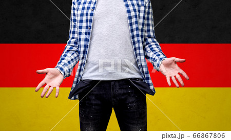 close up of man showing empty pockets 66867806