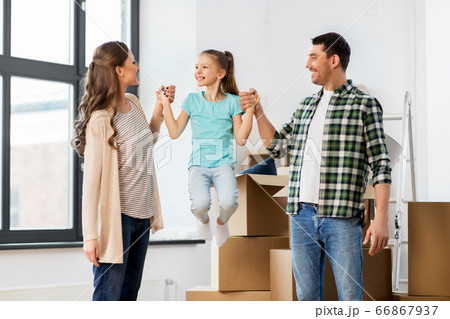 happy family with child moving to new home 66867937