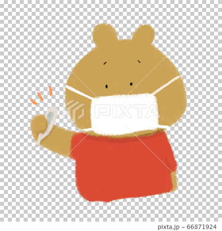 体温計で体温を測るクマのイラスト素材