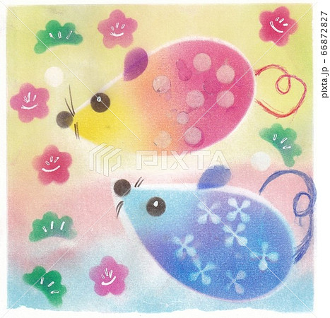 夫婦ねずみのお正月 66872827