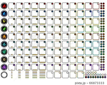 ゲーム アイコン 属性 フレーム ネオン 白背景のイラスト素材 66873333 Pixta