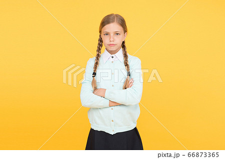 smart little girl on yellow background. education smart little girl on yellow background. education 66873365