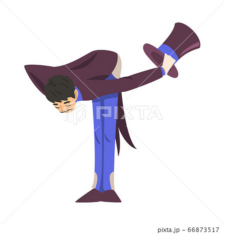 Magician Bowing to Spectators, Illusionist Character in Tailcoat and Top Hat Performing at Magic Show Cartoon Style Vector Illustration Magician Bowing to Spectators, Illusionist Character in Tailcoat and Top Hat Performing at Magic Show Cartoon Style Vector Illustration 66873517