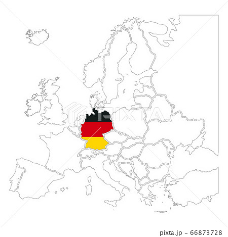 Detailed Germany silhouette with national flag on Detailed Germany silhouette with national flag on 66873728