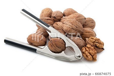 Walnuts with nutcracker 66874075