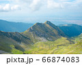Breathtaking landscape in Carpathian mountains. With high green hills and rocks 66874083