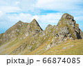 Breathtaking landscape in Carpathian mountains. With high green hills and rocks 66874085