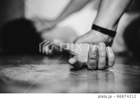 Woman with bruises and wound domestic violence rape. 66874212