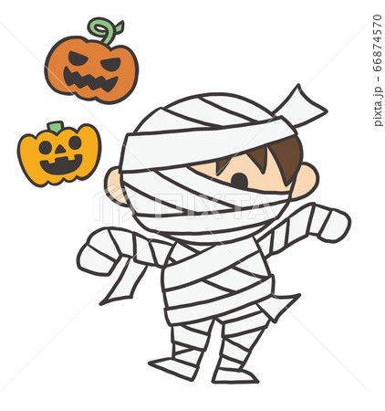 ハロウィン ミイラ ミイラ男 カボチャ ジャックオーランタン 仮装 手描き イラスト ハロウィン ミイラ ミイラ男 カボチャ ジャックオーランタン 仮装 手描き イラスト 66874570