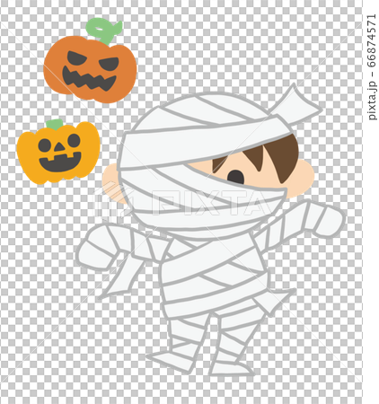 ハロウィン ミイラ ミイラ男 カボチャ ジャックオーランタン 仮装 手描き イラスト ハロウィン ミイラ ミイラ男 カボチャ ジャックオーランタン 仮装 手描き イラスト 66874571