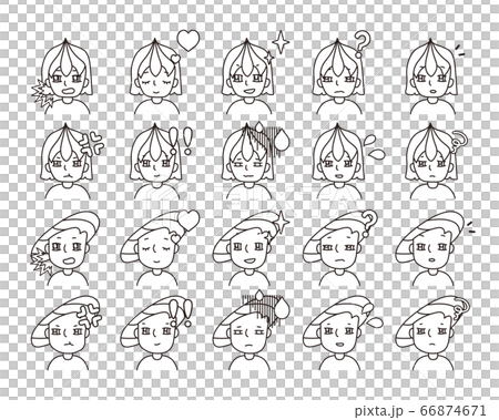 Two person illustration facial expression variation 29 66874671