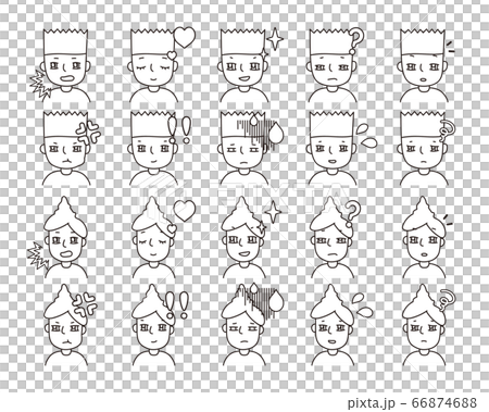 Two person illustration facial expression variation 12 66874688