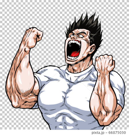 膽量，反向發，瘋狂，尖叫，尖叫，戲劇，可愛卡通動物，肌肉，健美，猛男，構成，前視圖，白色背景， 66875030